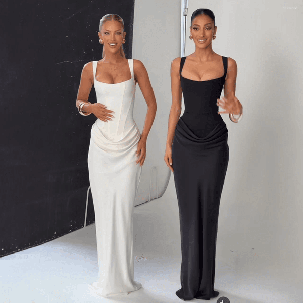 Casual Dresses Suninheart White Women's Maxi Dress Elegat Lace Up Slim Formal Wedding Guest Party