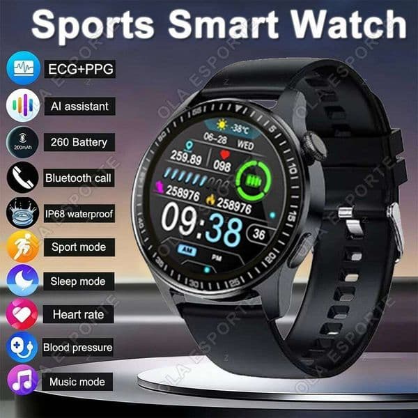 2026 New Smart Watch Men 1.32 inch Round Screen Bluetooth Talk Heart Rate Monitor Music Playback Smartwatch For Android IOS