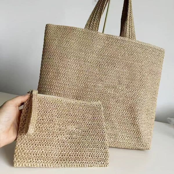 2026 cologne Designer Women Lady Straw Shoulder Beach perfume With Handle Knitted Giveaway Bag Classic Cosmetic Beauty Pouch Makeup Organizer Storage 1011