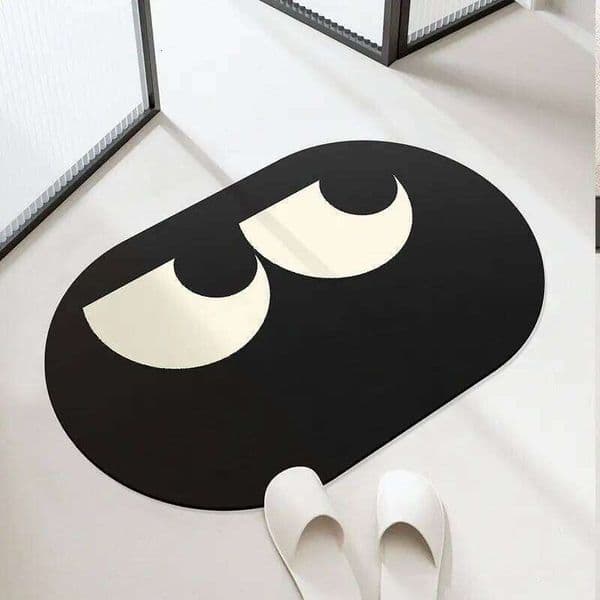Cartoon Expression Diatomaceous Mud Absorbent Quick Drying Foot Mat, Household Wear-resistant Bathroom Anti Slip Mat 26W0521