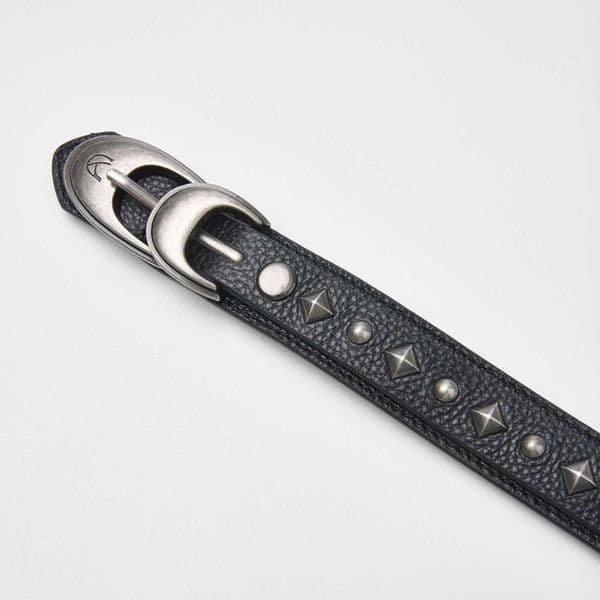 Double-headed snake rivet silver buckle distressed CLEANFIT leather belt with top-layer cowhide L260520