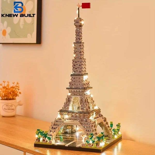 Knew Built Exquisite Paris Eiffel Tower Micro Mini Building Blocks Toys Set LED Illuminated Perfect Gift Illuminate Your World M260520
