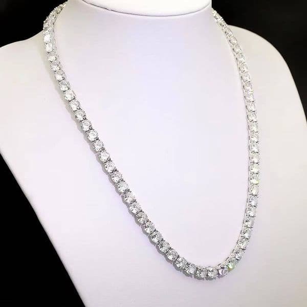 Men Womens 925 Silver Hip Hop Choker Chain Necklace Brilliant Cut Ice Moissanite Claw Customizable Size