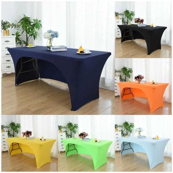 Black Colour Rectangular One Side Open Spandex Table Cover Wedding Decoration Hotel Birthday Party Holiday Celebration Guest L260521