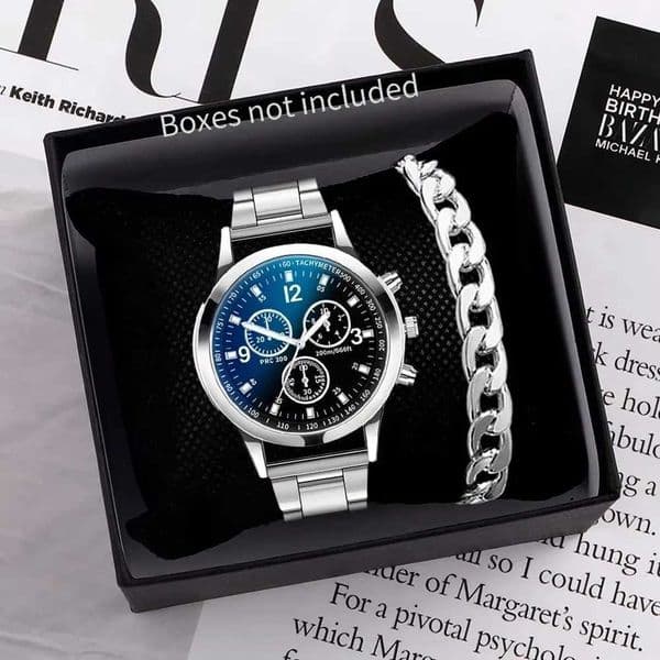1/2PCS Men Business Watches Fashion Mens Steel Band Quartz withBox not Included H260521
