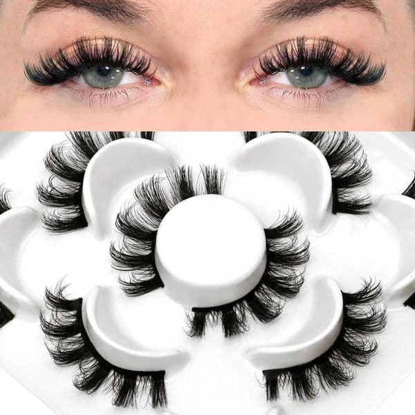 GROINNEYA Thick Eyelashes 3D Faux Mink Lashes Fluffy Soft Full Thick Wispy Natural long False Eyelashes C260521