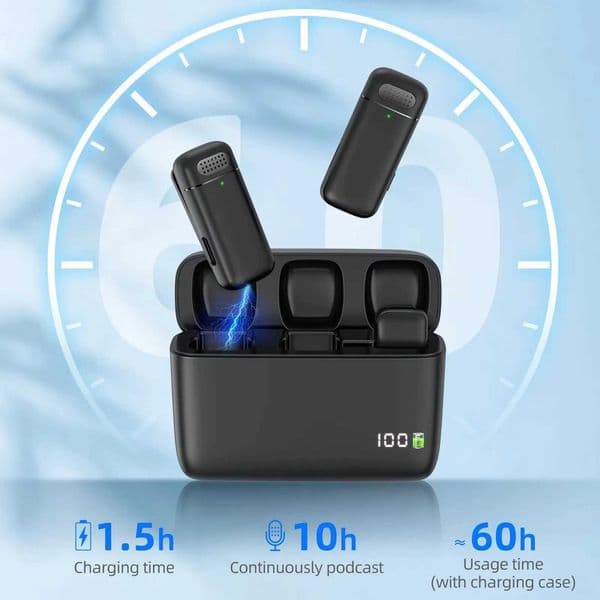 Dual Lapel Lavalier Professional Wireless Microphone Buttonhole Mic Mini Tie For iPhone Android Mobile Cell Phone PC Micro Audio T260521