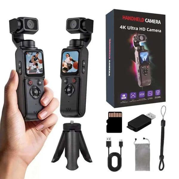 4K HD Handheld Camera 330Face Tracking Autofocus Action Camera Portable Pocket Cam Outdoors Travel Hiking Cycling Vlog Recorder T260521