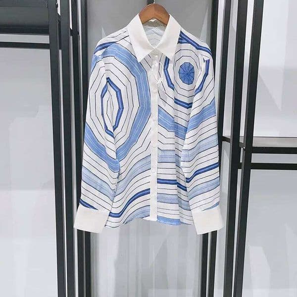 Women's Fashion Elastic Waist Shorts, Geometric Print Long Or Short Sleeve Shirt And Blouse , Pleated Irregular Midi Skirt Mdng260522
