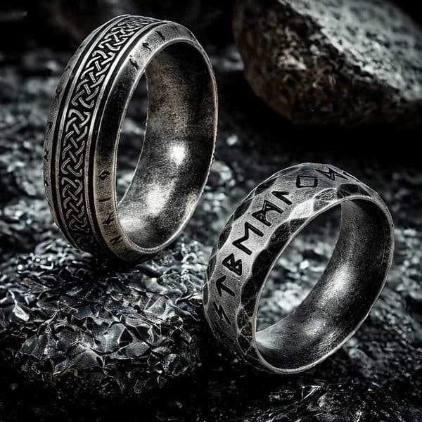 YILUOCD Stainless Steel Viking Runes Ring for Men Women Vintage Nordic Celtic Knot Rings Odin Letter Amulet Jewelry WholesaleR260522