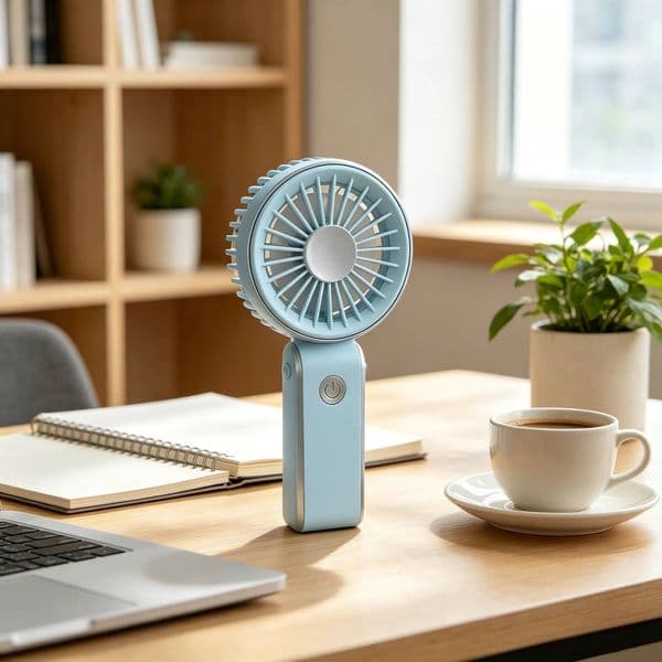 Portable Handheld SUB Powered Mini Fan, Travel, Camping, Office Desk, Quiet Personal Cooling By The Bed, Lightweight Small Fan (Blue)