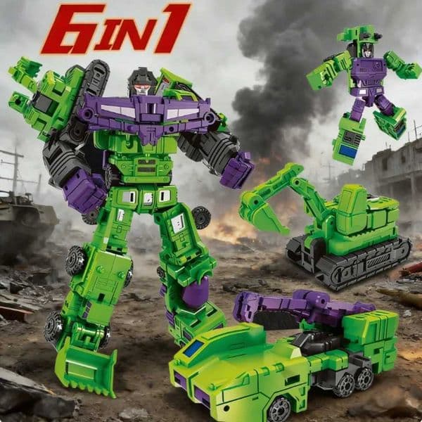 6-in-1 Transforming Robot Toy Set Engineering Vehicle Combiner Articulated Action Figure Model Building Toy Gift for Boys C260522