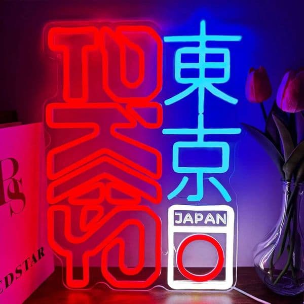 USB Dimmable Tokyo Japan Neon Sign Dual Color LED Wall Art for Room Bar Cafe Decoration Japanese Theme Neon Lighting Gift L260522