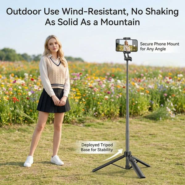43 Inch Selfie Stick Tripod All in One Portable and Universal for Solo Travel and Vlogging Z260522