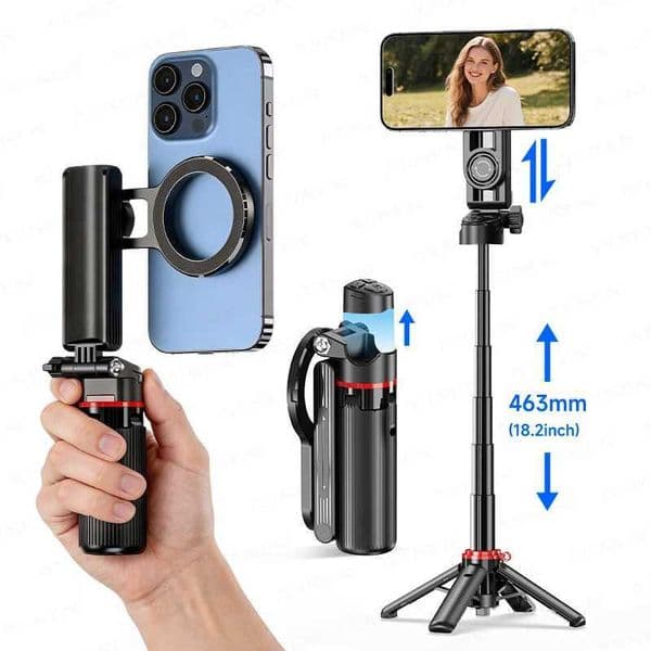 Magnetic Mini Selfie Stick Tripod for Cellphone with Extension Rod Wireless Remote Fill Light Option for Smartphone Vlog Shoot Z260522