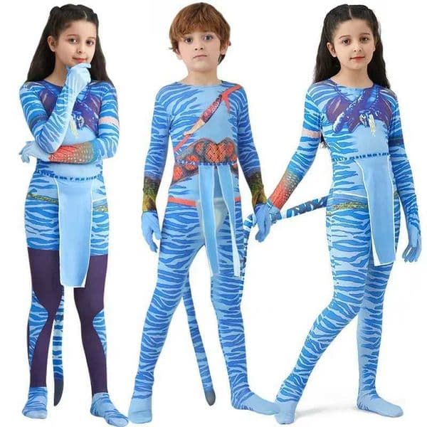 Boy Girls Halloween Cosplay Avatar Costume Kids The Way of Water Neytiri en Cosplay Hero One Piece Tight Fitting Clothing L260522
