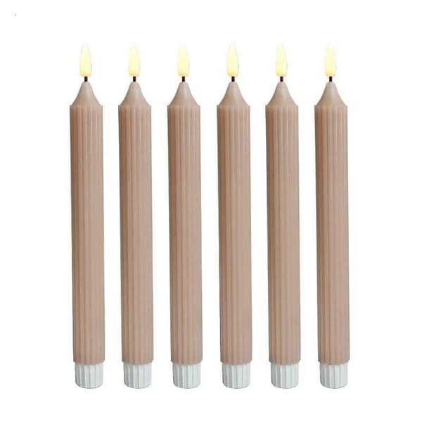 Pack of 6 Flameless Taper Candles Flickering w/Remote Battery Operated LED Window Candles Striped Real Wax 3D Flickering Flame H260522