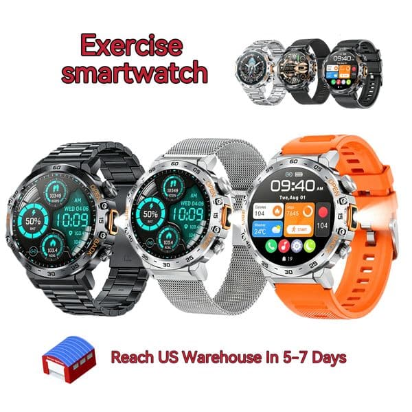 Men's Smart Watch with Bluetooth Call, Heart Rate Monitor, IPX6 Waterproof, LED Flashlight, Sleep Tracker, Sports Fitness Watch