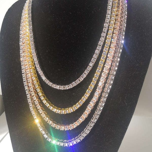 2026 Hip Hop Tennis Necklace TopBling White Zircon Chains Jewelry Mens Women Fashion 5mm Silver Gold Chain Necklaces
