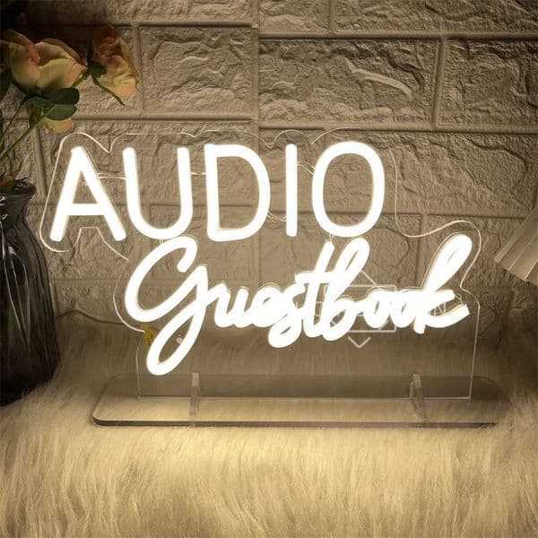 Led AUDIO Guestbook Neon Sign Room Party Table Decor Desk Night Lights Lamp Neon Signs USB Bedroom Coffee Bar Decoration L260522