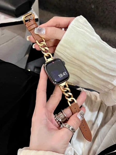 Luxury Leather Band For Watch tra 10 9 8 49mm 46mm 45mm 42mm Stainless Steel Bracelet Strap For iWatch 41 40 38mm 7 6 5J260522
