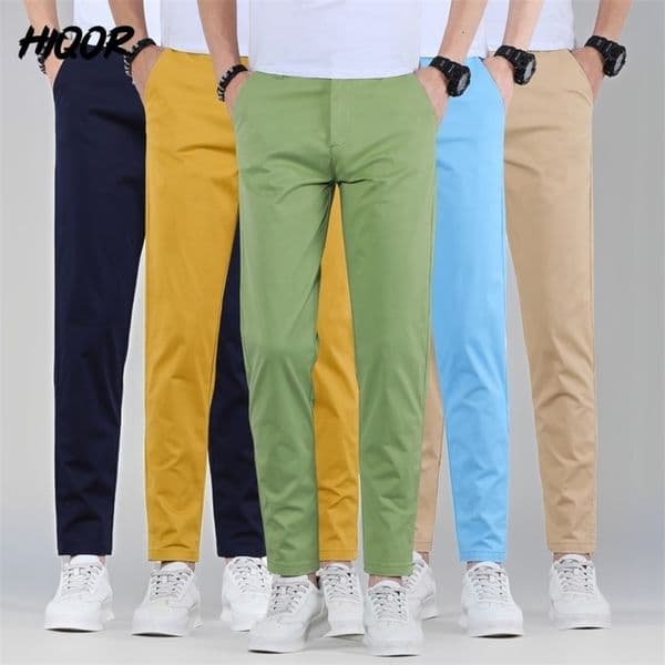 HIQOR Man Pants 9 Colors Mens Casual Long Summer Thin Cotton Trousers For Men Breathable Streetwear Fashion Clothing w260521