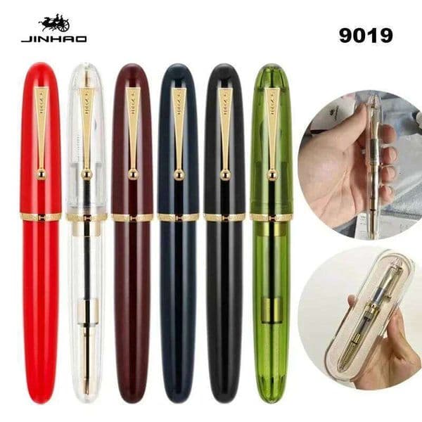 Luxury JinHao 9019 Dadao Fountain Acrylic Transparent Spin Pen 40MM Nib Stationery Office School Supplies Writing Pens 26Y0522
