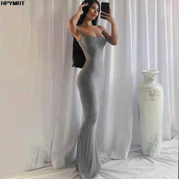 Satin Slip Sleeveless Backless Slim Sexy Maxi Dress 2022 Spring Women Party Y2K Concise Bodycon Elegant Dresses Female Clothing H260521