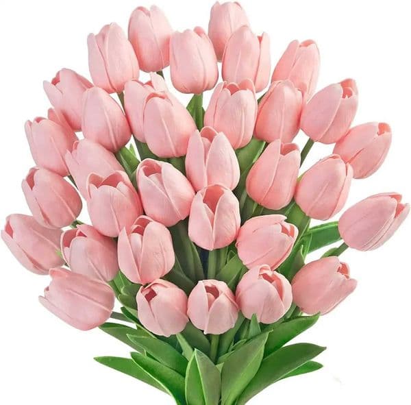 10Pcs Pink Artificial Tulips Flowers Fake Tulips PU Real Touch Faux Flowers Bouquet for Room Office Table Party Spring Wedding L260522