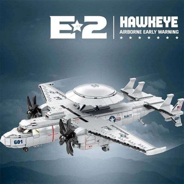 1144PCS E2 Early Warning Aircraft Building Blocks Air Force Fighter Plane Model Bricks Desktop Ornaments Kids Toys Gift 26L0522