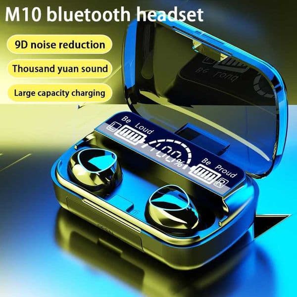 TWS M10 Wireless Bluetooth Headset with Charge Box for Phone Noise Cancelling Mic Earbuds LED Display Headphones Sport Earphones C260522