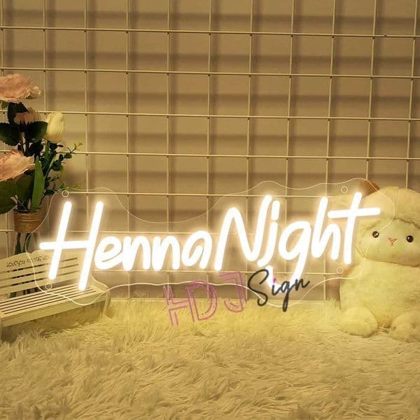 LED Henna Night Neon Sign Wedding Marry Party Neon Sign Led Neon Lights Bedroom Art Wall Decoration Room Neon Aesthetic Lamp USB L260522