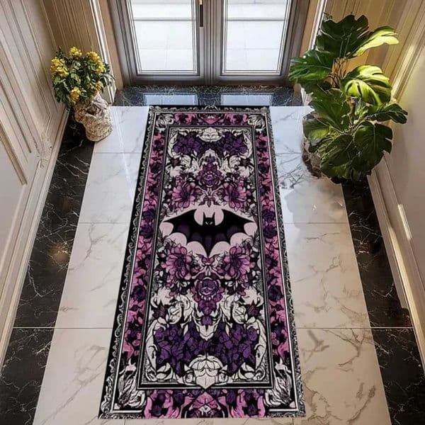Gothic Bat Rug Occult Dark Decor Rug Entrance Corridors Passages Stairs Long Carpets Laundry Rooms Kitchens and Home Decor X260522