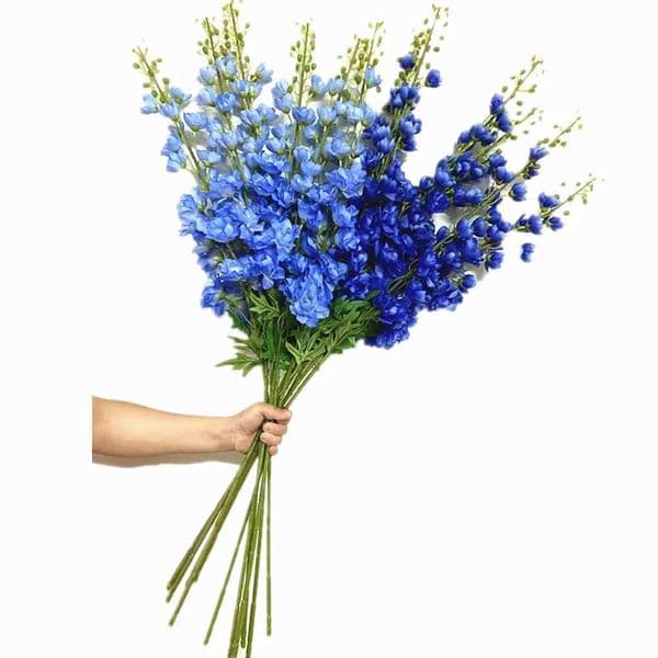 One Artificial Delphinium Flower Branch Blue Color Larkspur Poisonweed Blossom Plant for Wedding Party Floral Decoration L260522