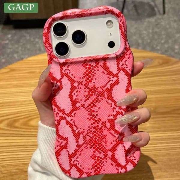 Serpentine Pattern Wave Frame Phone Case for iPhone 17 Pro Max 16 15 14 13 Pro Max 17 Air Shockproof Bumper 2 IN 1 Hard CoverJ260522