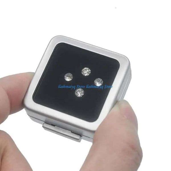 573B Square Metal Bare Diamond Display Jewelry Storage Gift Gemstones Box Silver Black Soft Sponge Cushion Loose 26W0522