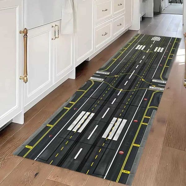 Airplane Runway Rug Kids Room Airport Decor Non-Slip Cotton Base Living Room Bedroom Home Decoration X260522
