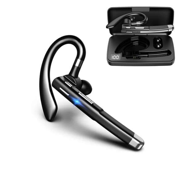 Wireless Business Headset Single Ear Call Bluetooth Headset with Charging Case V5.0 Hand-Free Headphones for Trucker Office Built-in Microphone for iOS Android