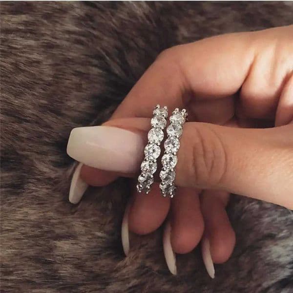 2020 Eternity 925 Sterling silver Ring 4mm Lab Diamond cz Engagement Wedding Rings for women men Wholesale Party Jewelry Gift Q260522