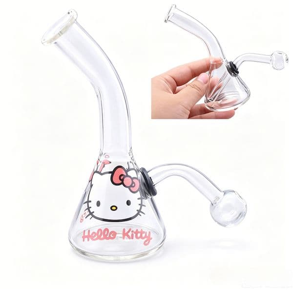 Portable Mini Cute Triangle glass oil burner Bong Clear Water tobacco Bongs pipe with Downstem Glass banger smoking Bowl