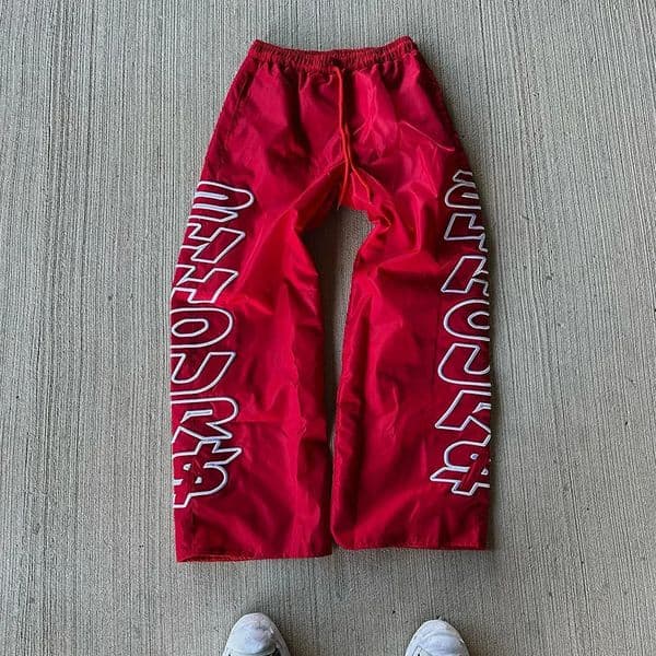 American Elastic Dark High Street Personalized Printed Sweatpants Straight To Nine-point Pants Casual Vintage Retro Pants 260520
