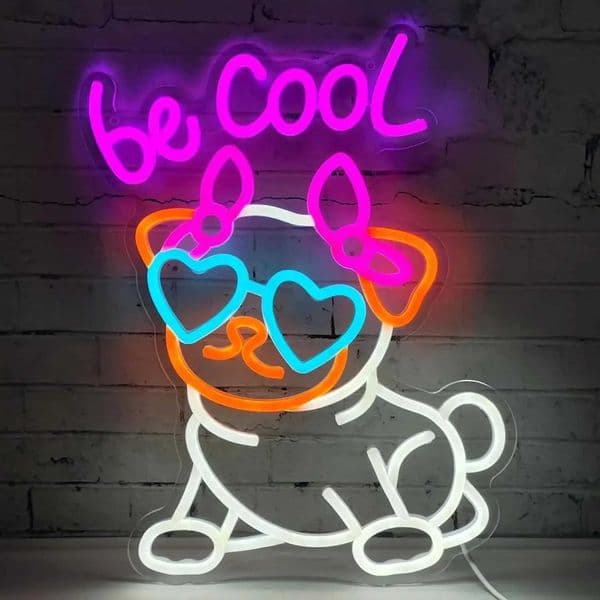 Pug LED Neon Sign USB Dimmable Neon Light Sign for Pet Store Bedroom Dog House Bar Livingroom Birthday Party Gift Wall Decor L260522