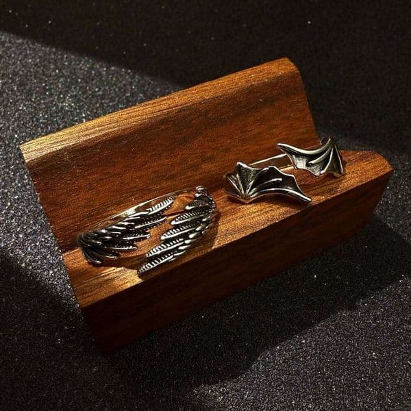 Retro Angel Demon Wings Adjustable Open Ring For Men Women Silver-plated Copper Punk Gothic Edgy Jewelry Unisex Accessories Gift W260522