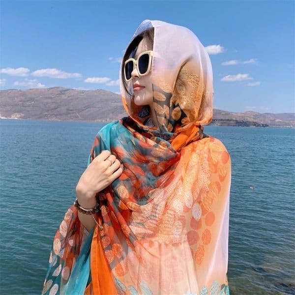 Beach Skirt Beach Shawl Women Spring Thin Silk Shawl Trendy and Versatile Beaches Towel Sunscreen 260521
