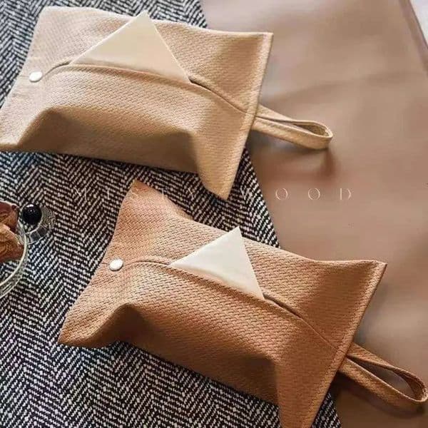 Luxury Designer Decor Stylish Minimalist Leather Box Creative Luxury-Feel Woven Car room Accessory Tissue Dispenser Living Room Kitchen Bedr 11