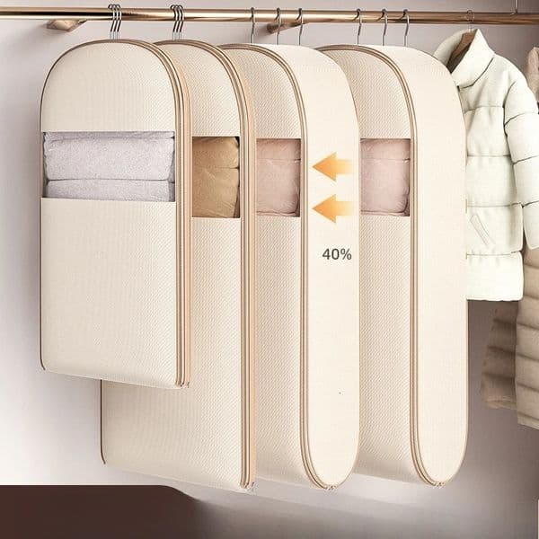 Oxford Fabric Hanging Wardrobe Clothes Cover Compression Dust Proof Storage Bags for Down Coats Transparent Garment Protector 260521