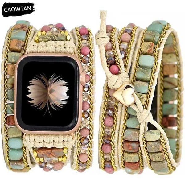 Bohe Strap for Watch tra Band 49mm 44mm 45mm 41mm 42mm 38 Handmade Natural Beads Bracelet Iwatch Series 8 7 6 Se 5 3J260522