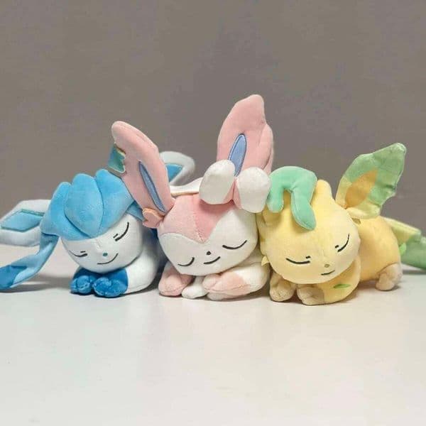 New Sleeping Plush Toy Soft Cute Eevee Evolution Glaceon Leafeon Sylveon Doll Gifts J260522