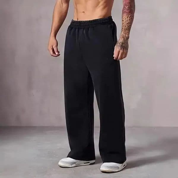 Mens Large Size Oversized Wide-Leg Sweatpants - Loose-Fit Trousers with Elastic Waist Breathable Winter Pants 260521