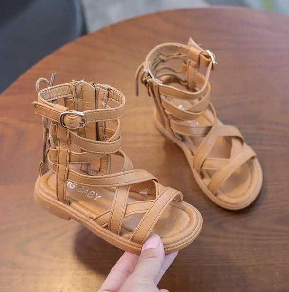 Girls Sandals Soft Bottom Little Princess Shoes Summer New Childrens High Roman Shoes Baby Peep-toe Beach Shoes C260522 Z260603